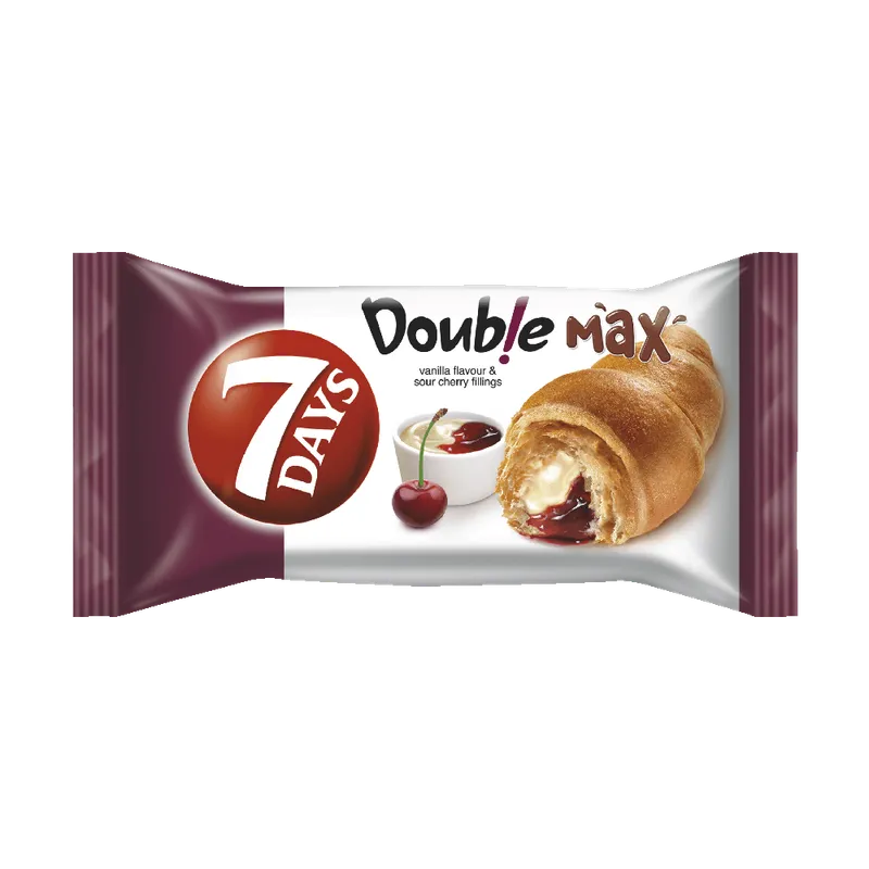 Croissant dublu cu umplutura de vanilie si visine 7 Days, 80 g