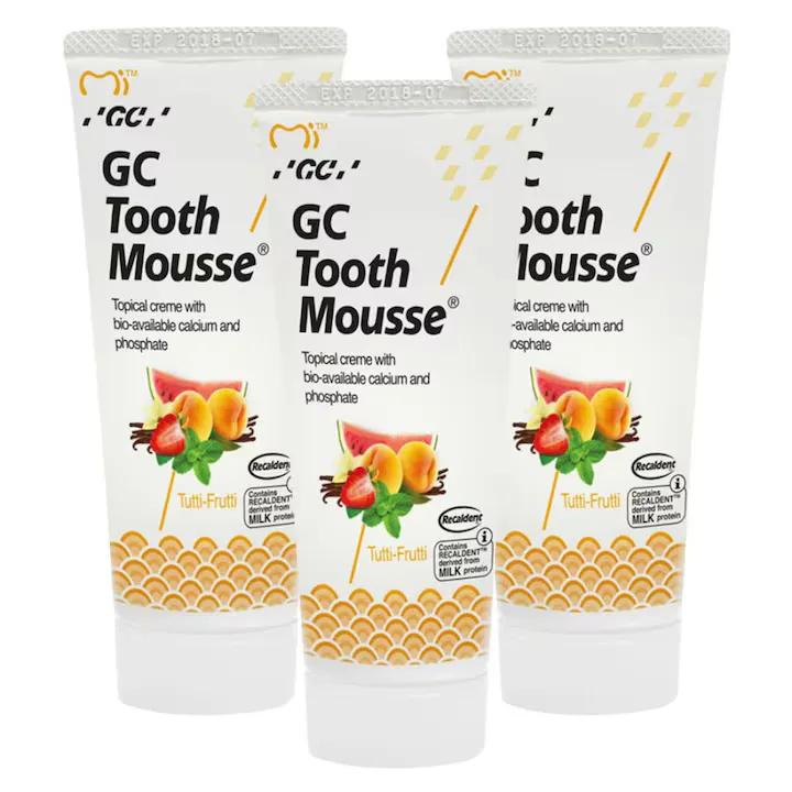 Set de 3 Paste de dinti GC Tooth Mousse, Aroma de Tutti-Frutti, remineralizare, 3x35ml