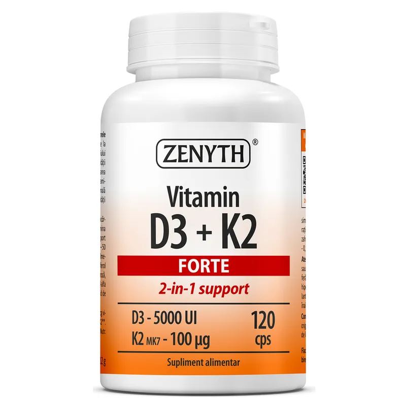 Vitamin D3 + K2 Forte, 120 capsule, Zenyth Pharmaceuticals : Farmacia Tei online