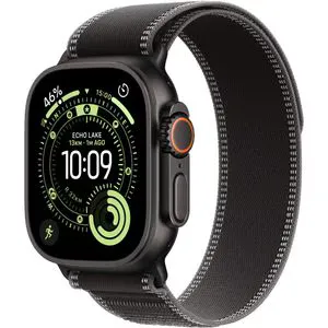 Apple Watch Ultra 3, GPS + Cellular, 49mm, Black Titanium Case, Black/Charcoal Trail Loop - M/L