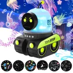 Robot Proiector cer Instelat, Yulinland®, Cutie muzicala electronica, 6 filme de proiectie, 12 melodii, Model rotativ, Nivel deluminozitate 3, 1200mAh, Alimentare USB, Alb