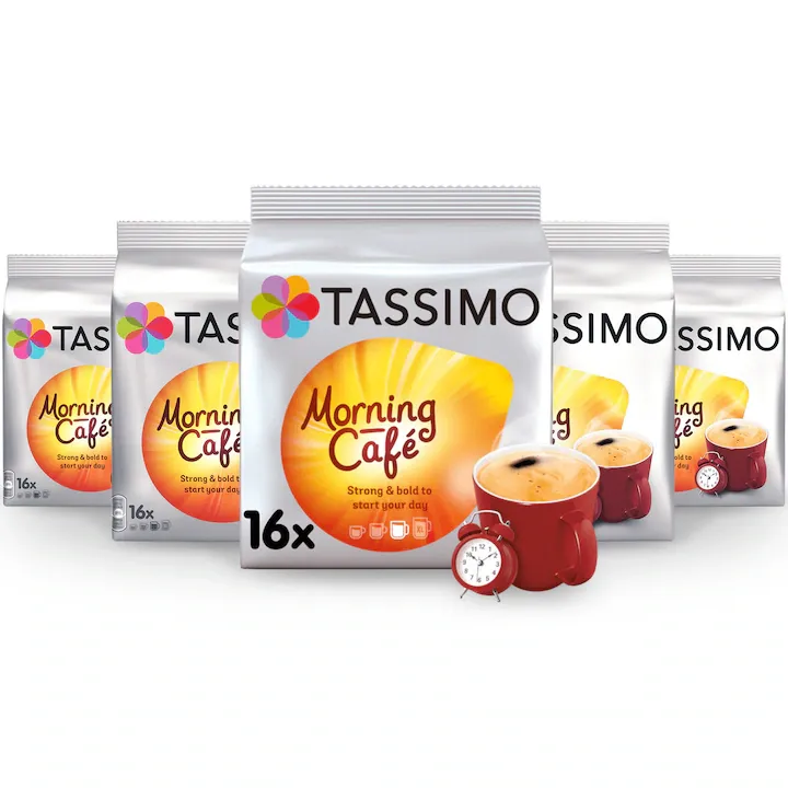 Set 5X Capsule cafea Tassimo Morning Cafe, 80 bauturi x 215 ml, 80 capsule