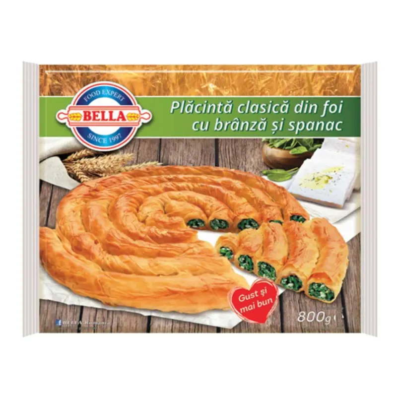 Placinta cu branza si spanac Bella 800g