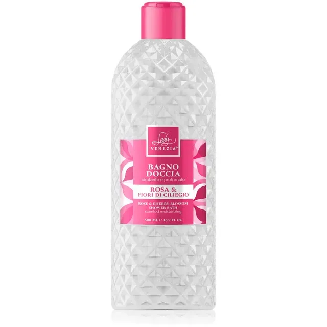 Gel de dus Lady Venezia Rainbow Trandafir si Floare de cires, 500 ml