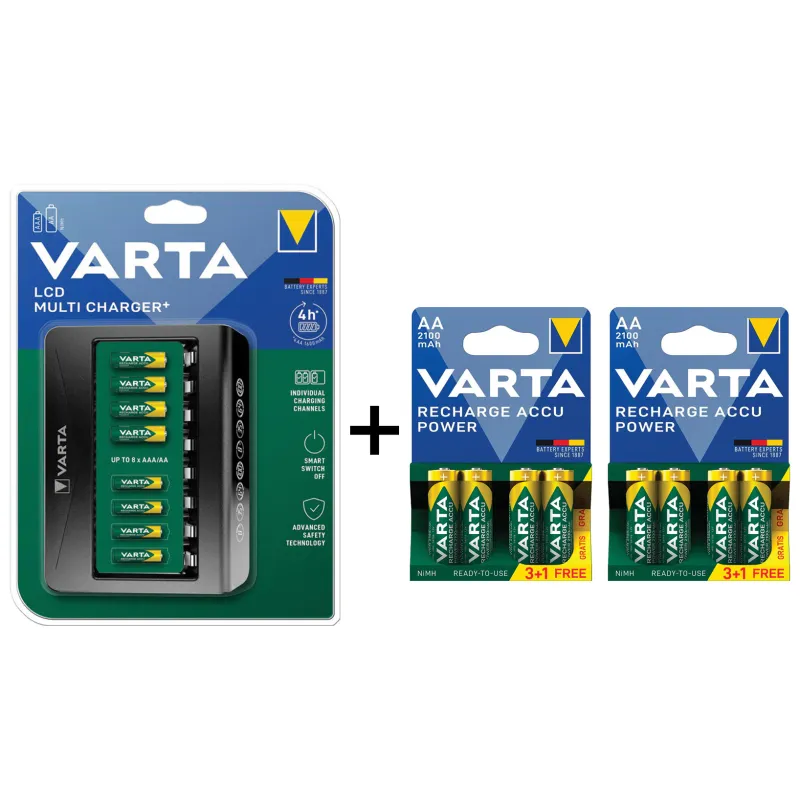 Pachet Incarcator Acumulatori LCD Multi Charger+ 57681 si 8 Acumulatori 2100mAh R6 AA VARTA