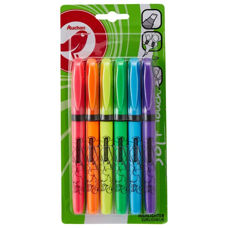 Textmarkere Auchan, 6 bucati, diverse culori