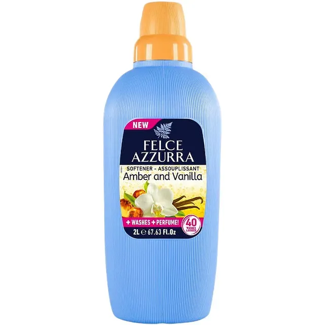 Balsam de rufe Felce Azzurra Softener Amber & Vanilla, 40 spalari, 2 l