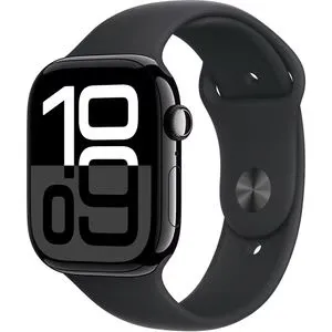 APPLE Watch 10, GPS, 46mm Jet Black Aluminium Case, Black Sport Band - M/L
