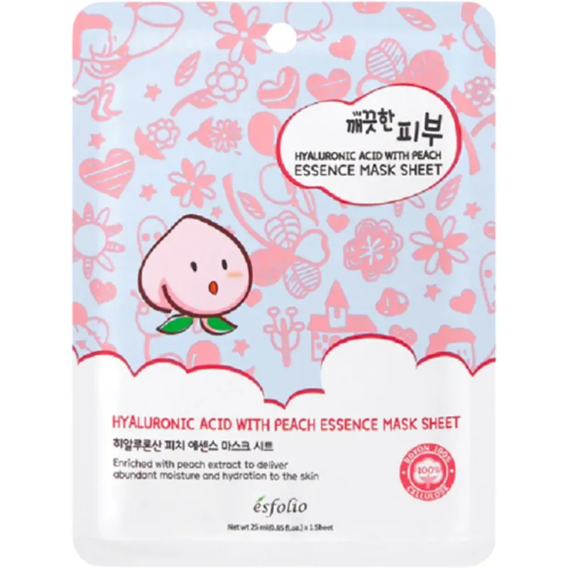Masca faciala cu acid hialuronic si esenta de piersica Esfolio, 25 ml