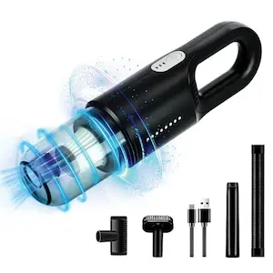 Aspirator de mana SINZO pentru Masina si Uz casnic, Fara fir, Reincarcabil, 11.1V, 0.7l, Putere 8.000 PA, Autonomie 35 minute, 6000 mAh, cu filtru HEPA, Negru Electro Punk