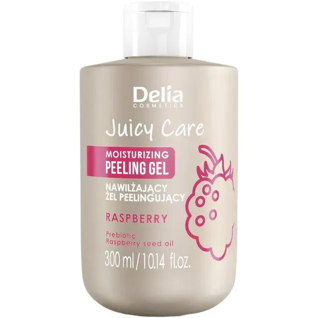 Gel hidratant pentru peeling cu aroma de zmeura Delia Cosmetics Juicy Care, 300 ml