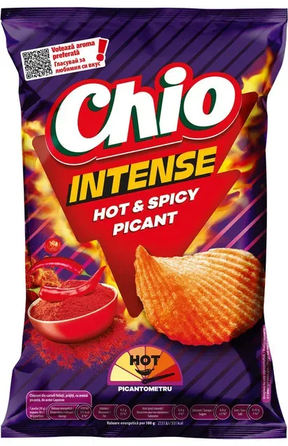 Chipsuri picante cu aroma de ardei Cayenne Chio Intense, 120 g