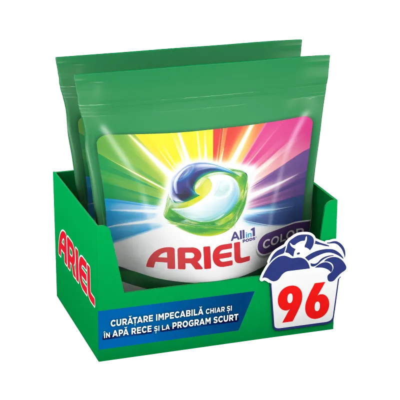 Detergent de rufe capsule Ariel All in One PODS Color, 2x 48 , 96 spalari