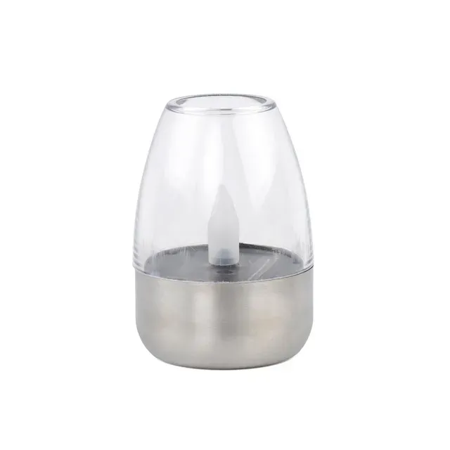 Lampa solara de masa tip flacara Garden Star, din inox si PP, H10 cm, LED galben