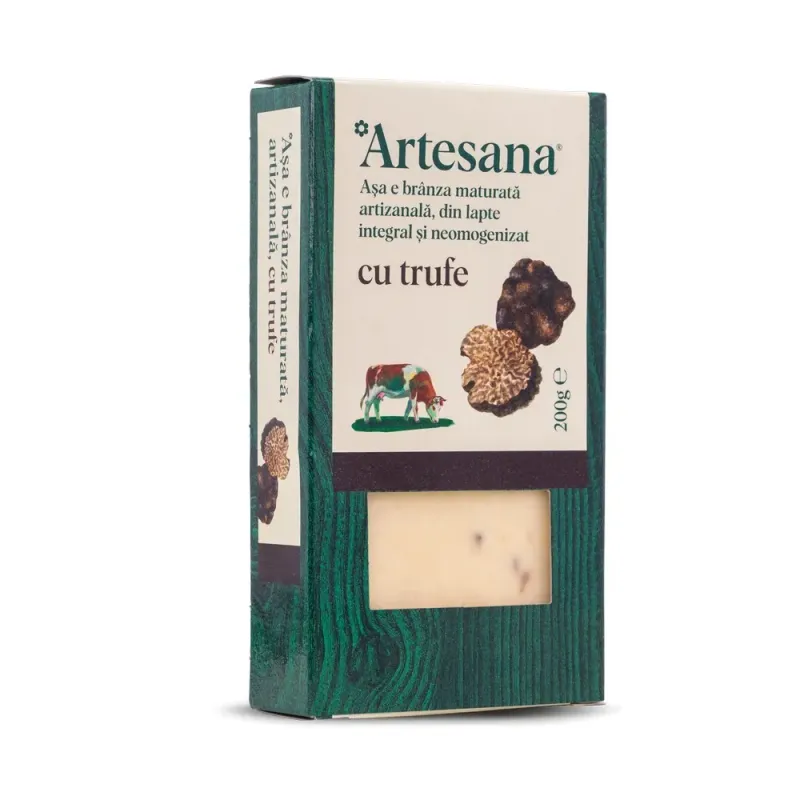 Branza de vaca maturata Artesana, cu trufe negre, 200 g