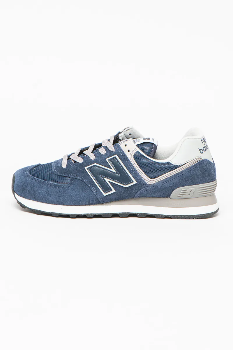 New Balance, Pantofi sport 574 din piele intoarsa cu garnituri din plasa, Albastru inchis