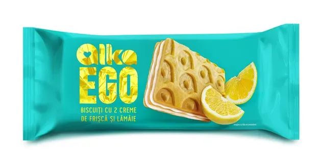 Biscuiti cu crema de frisca si crema de lamaie Alka Ego, 143 g