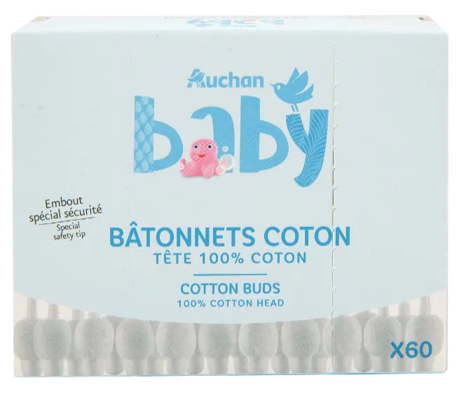 Betisoare de urechi Auchan Baby, 60 bucati