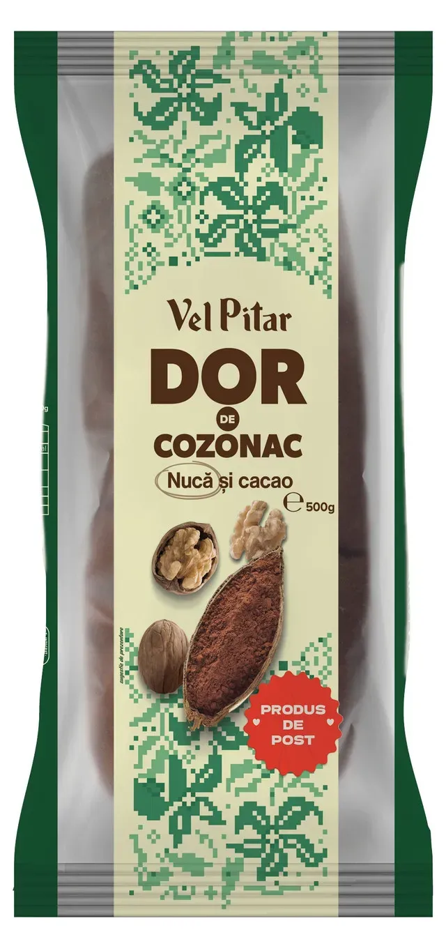 Cozonac de post cu nuca si cacao Vel Pitar Dor de Cozonac, 500 g