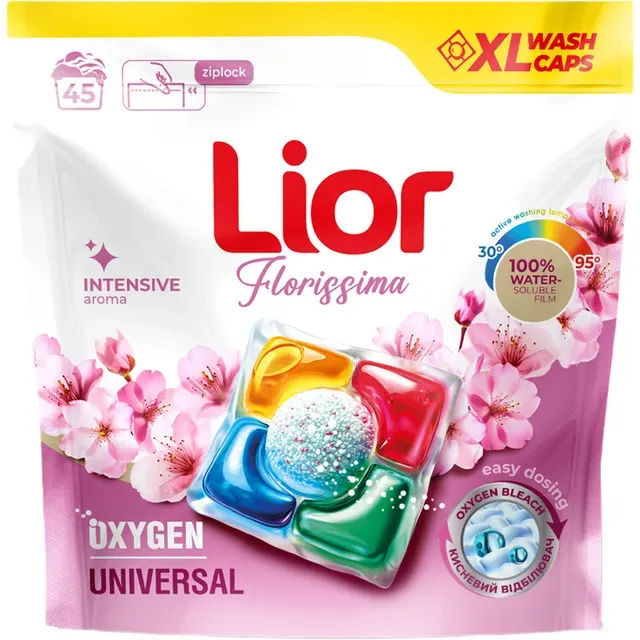 Detergent capsule Lior Florissima Oxygen Universal, 45 spalari