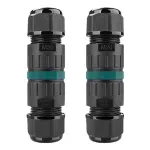 Set 2 Conector cablu electric liniar, SINBINTA, 3 pini, 450V, 16A, Diametrele cablului 5-9mm, IP68, Etansare, Protectie la umiditate, Retardant de flacara, Anti -UV, Pentru exterior, Nylon PA66/ Cauciuc, Negru/Albastru