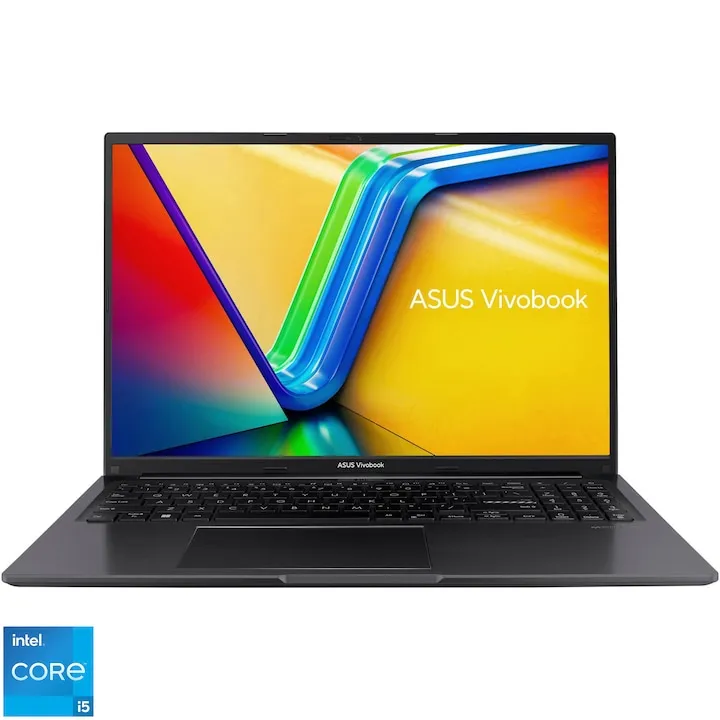 ASUS Vivobook 16 F1605VA cu procesor Intel® Core™ i5-13500H pana la 4.7GHz, 16'', WUXGA, IPS, 16GB DDR4, 512GB SSD, Intel Iris Xᵉ Graphics, No OS, Indie Black