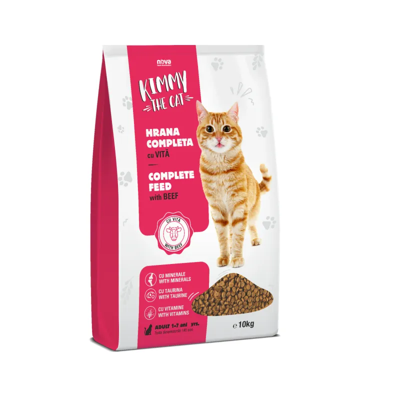 Hrana uscata pentru pisici, Kimmy, cu vita, 10 kg