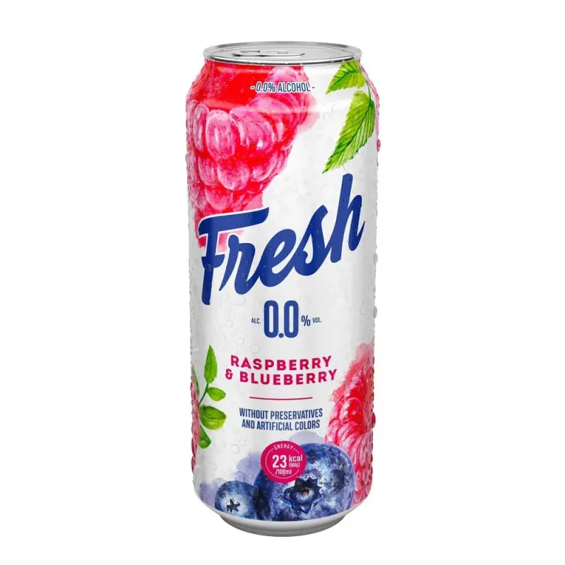 Bere blonda fara alcool cu aroma de zmeura si afine Fresh, 0.5 l