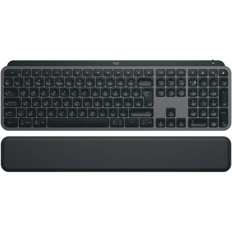 Tastatura wireless Logitech MX Keys S, Iluminare, Palmrest, 2.4GHz&Bluetooth, USB-C, US INTL layout, Graphite