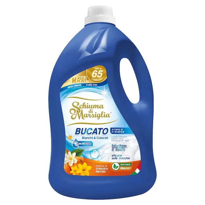 Detergent de rufe lichid Schiuma di Marsiglia, Profumo di Arancio e Narciso, 65 spalari, 5L