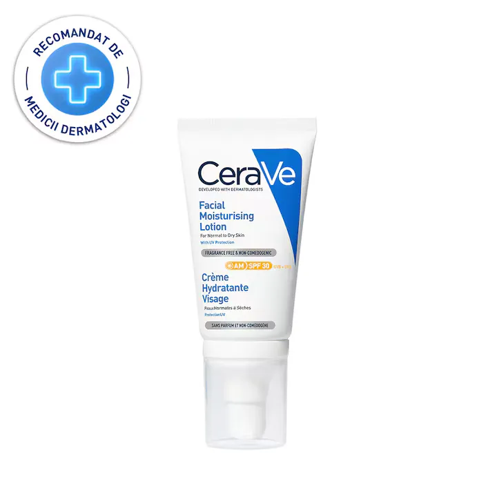 Crema hidratanta pentru fata CeraVe AM, cu ceramide, SPF 30, ten normal-uscat, 52 ml