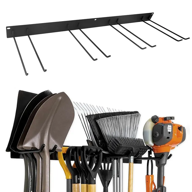Suport multifunctional pentru unelte de gradina, gxwcyi, negru, 84x24x5cm, montare pe perete