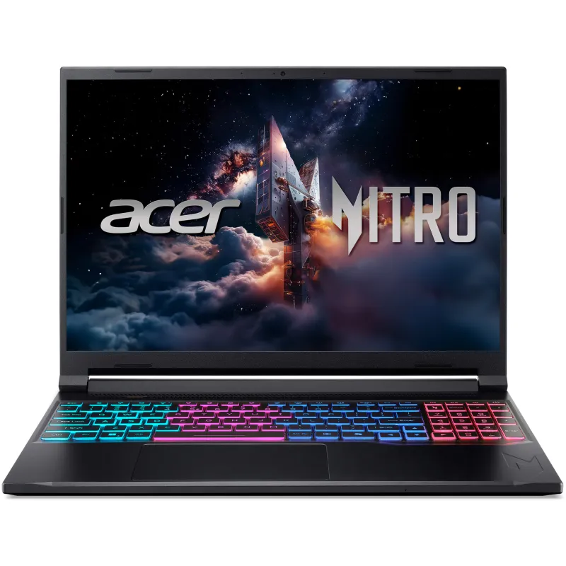 Gaming Acer Nitro V 16S AI ANV16S-41-R3BQ cu procesor AMD Ryzen™ 5 240 pana la 5.0GHz, 16", WUXGA, IPS, 180Hz, 16GB DDR5 RAM, 1TB SSD, NVIDIA® GeForce RTX™ 5060 8GB GDDR7, No OS, Obsidian Black