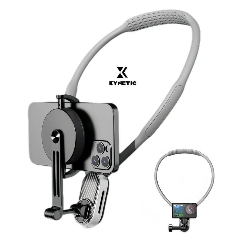 Suport telefon magnetic pentru gat, Sistem de prindere pe gat, Kynetic®, Compatibil cu camere de actiune, GoPro, Insta360, DJI, unghi de vizionare ajustabil