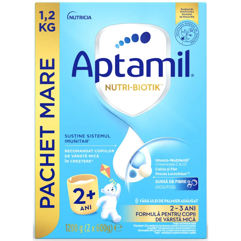 Lapte praf Aptamil NUTRI-BIOTIK 2+, 1.200 g, 2-3 ani, Nutricia