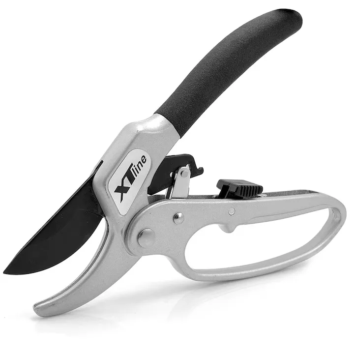 Foarfeca gradina, tip ghilotina, cu clichet, pentru vita vie, pomi, trandafiri, otel japonez sk-5, 20 cm, XTline