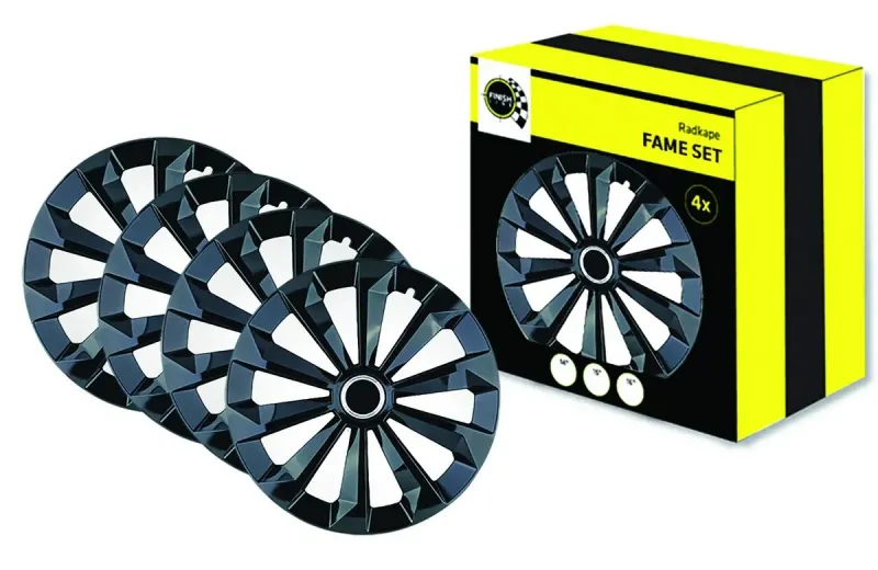 Capace roti auto Finish Line, 4 piese, negru