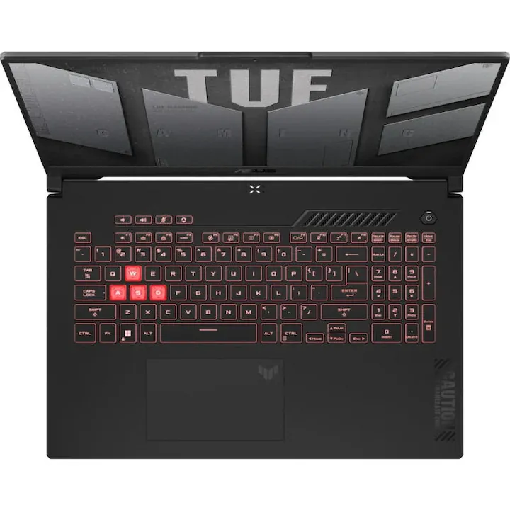 Gaming ASUS TUF A17 FA707NUG Procesor AMD Ryzen™ 7 7445HS 16M Cache, up to 4.7 GHz, 17.3" FHD 144Hz, 16GB, 1TB SSD, nVidia GeForce RTX 4050 @6GB, Negru/Gri
