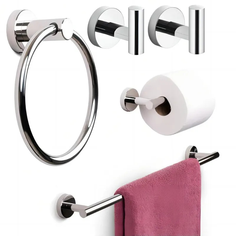 Set accesorii pentru baie, ZUNSEAT, Suport pentru prosoape pahare sapun clip, suport hartie igienica, montare pe perete, Bara Prosoape 24inch, Otel Inoxidabil, Finisaj Nichel, 5 Piese