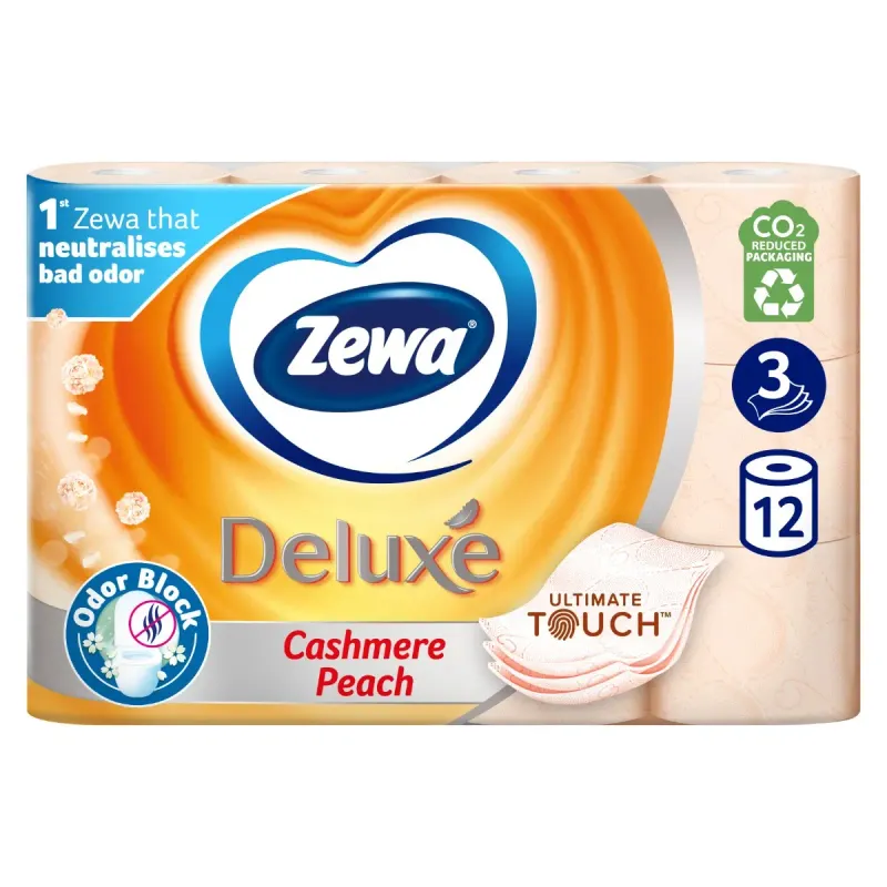 Hartie igienica Zewa Deluxe Cashmere Peach, 3 straturi, 12 role