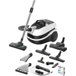 Aspirator cu spalare Bosch BWD421PRO, 2100 W, Filtru Hepa, Perii Turbo si parchet, Reglare electronica a puterii, Alb/Negru