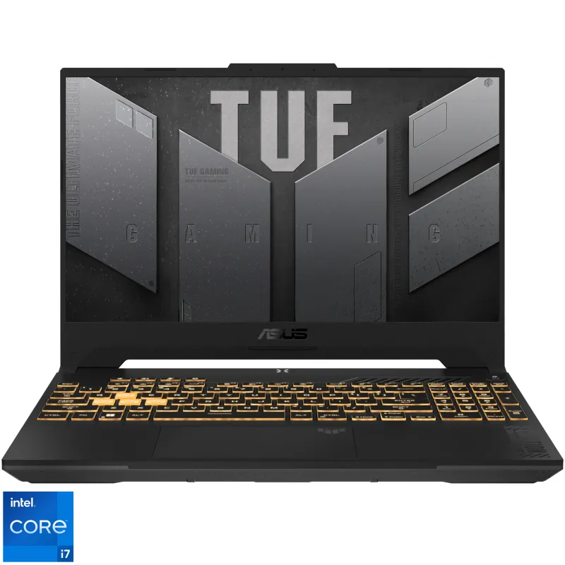 Gaming ASUS TUF F15 FX507VU cu procesor Intel® Core™ i7-13620H pana la 4.9 GHz, 15.6", Full HD, IPS, 144Hz, 16GB, 1TB SSD, NVIDIA® GeForce RTX™ 4050 6GB GDDR6, No OS, Mecha Gray