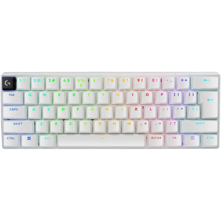 Tastatura mecanica gaming Logitech G PRO X 60 LIGHTSPEED, Ultra Compact TKL, Lightsync RGB, switch-uri GX tactile, Alb