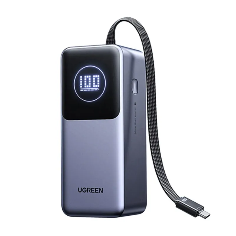 Baterie Externa cu Display Digital, 20000mAh, USB, 2x Type-C, 130W, 20000mAh - Ugreen PB723 (55365B) - Grey