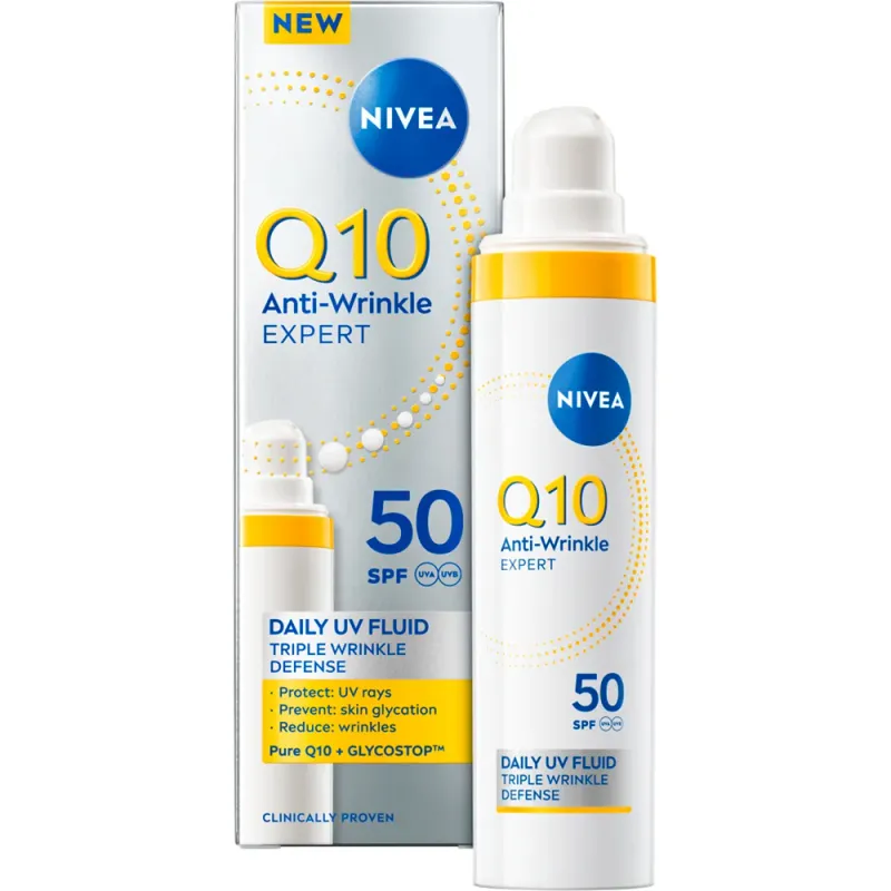 Fluid de zi antirid NIVEA Q10 cu protectie UV SPF 50, 40 ml