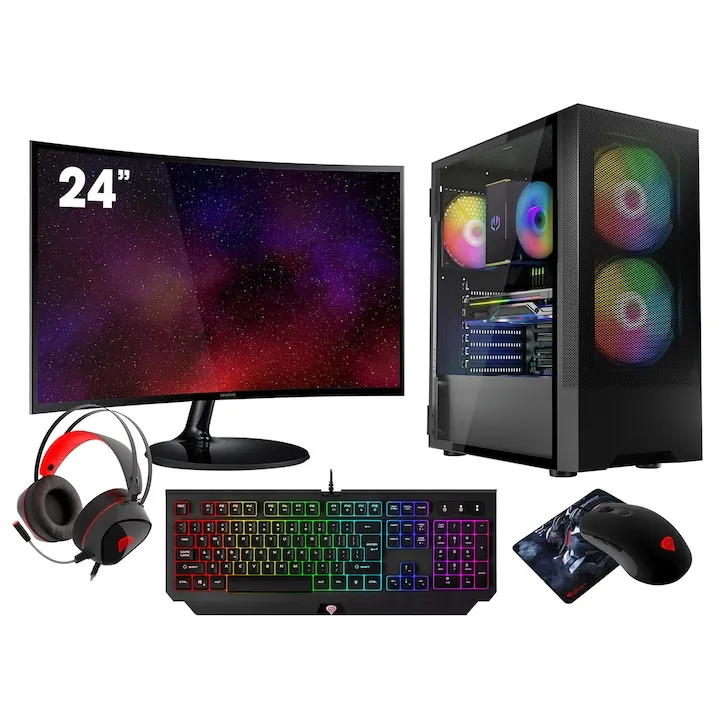 VIST Sistem PC Ryzen 5 5600GT, Ram 32GB, AMD RX VEGA7, SSD 1TB M.2, WIFI, LCD 24, Windows 11 Pro preinstalat