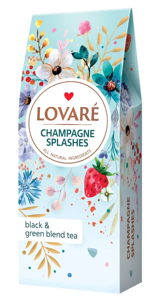 Amestesc de ceai negru, ceai verde, capsune Lovare Champagne Splashes, 80 g