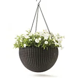 Ghiveci sferic suspendabil 8.6 L, imitatie rattan maro, Keter