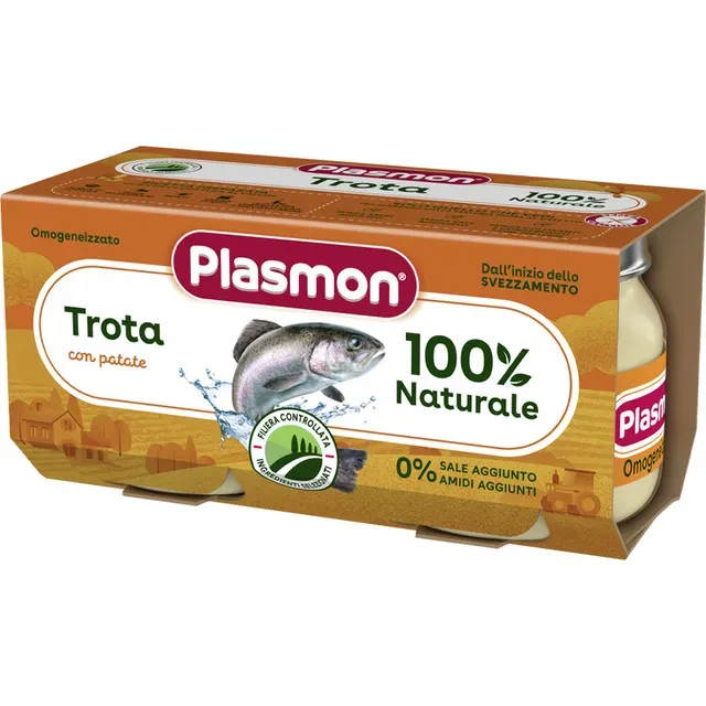 Piure Pastrav cu legume Plasmon, de la 6 luni, 2 x 80 g