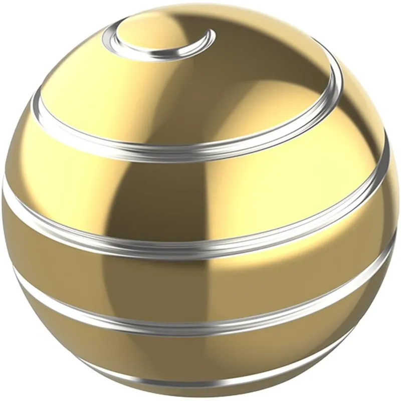 Jucarie de masa de inalta calitate, rotativa, rezistenta la presiune, pentru ameliorarea anxietatii si a tulburarii de hiperactivitate cu deficit de atentie (ADHD), sferica, 55 mm, din aluminiu, aurit